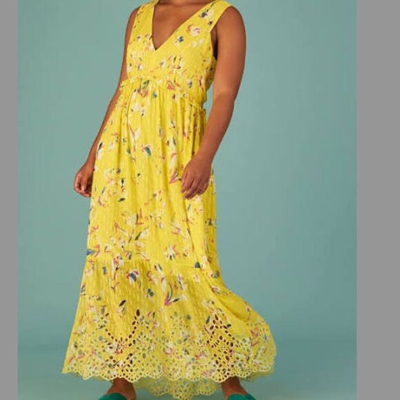 Floral Yellow Maxi TANYA TAYLOR - NWOT - Womens Beautiful Summer Dress - Size 4 - Picture 1 of 8